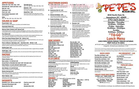 pepe's restaurant menu